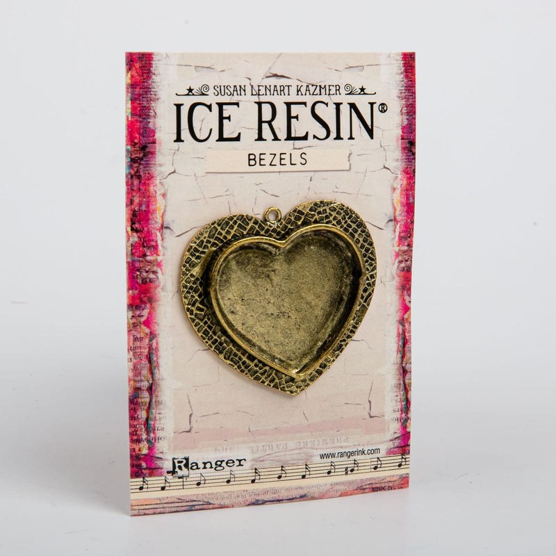 Dim Gray Ice Resin Milan Bezels Closed Back Large Heart - Antique Bronze Resin Jewelry Making