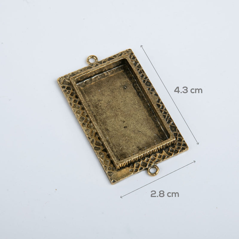 Dim Gray Ice Resin Milan Bezels Closed Back Rectangle Medium - Antique Bronze Resin Jewelry Making