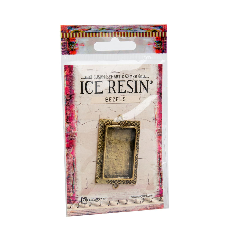 Gray Ice Resin Milan Bezels Closed Back Rectangle Medium - Antique Bronze Resin Jewelry Making