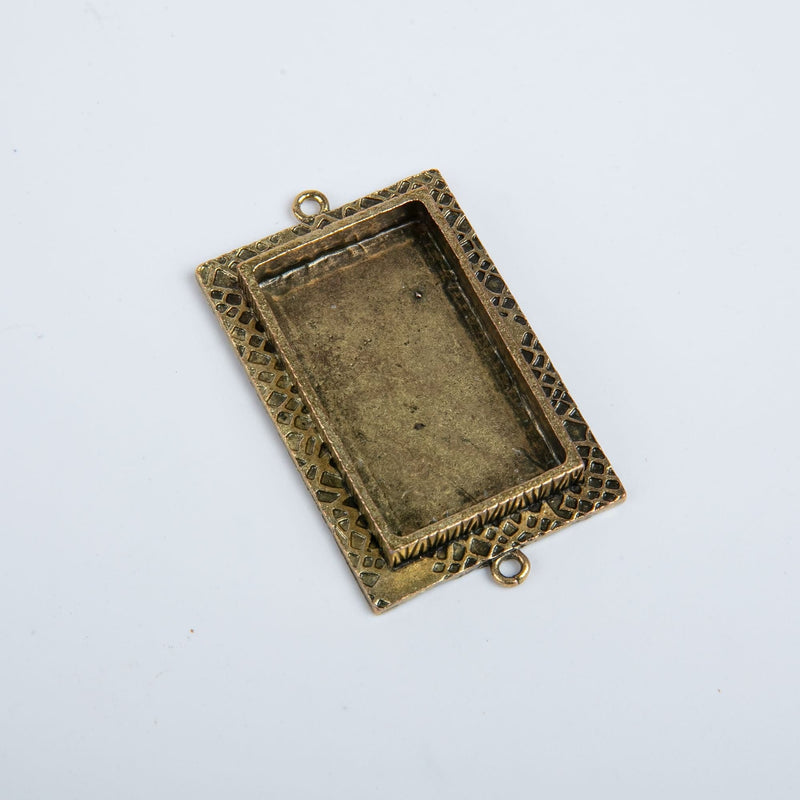 Dim Gray Ice Resin Milan Bezels Closed Back Rectangle Medium - Antique Bronze Resin Jewelry Making