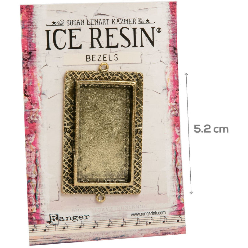 Dark Khaki Ice Resin Milan Bezels Closed Back Rectangle Large - Antique Bronze Resin Jewelry Making