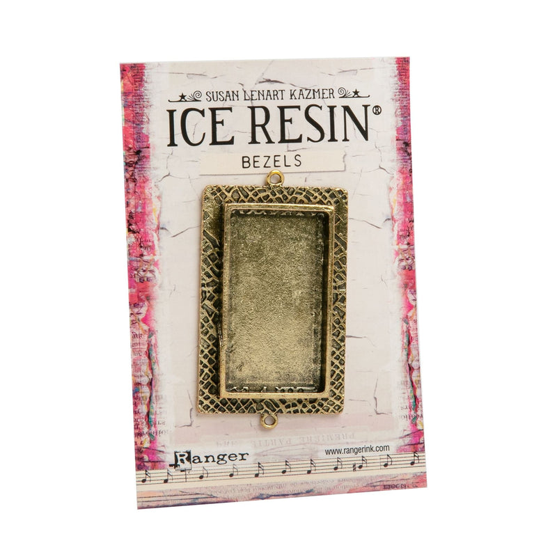 Dark Khaki Ice Resin Milan Bezels Closed Back Rectangle Large - Antique Bronze Resin Jewelry Making