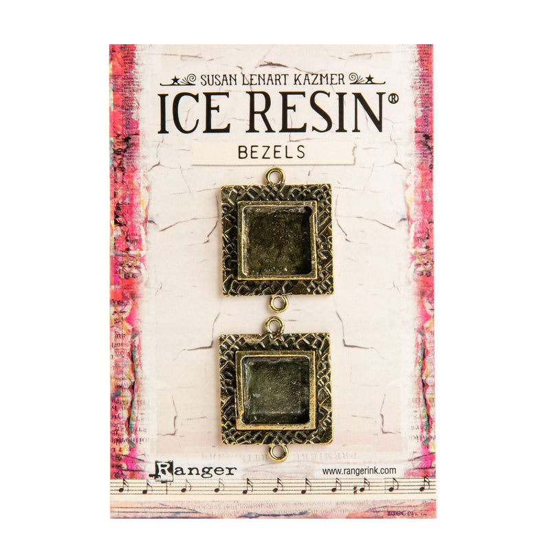 Dark Slate Gray Ice Resin Milan Bezels Closed Back Square Small Antique Bronze Resin Jewelry Making