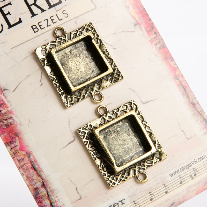 Gray Ice Resin Milan Bezels Closed Back Square Small Antique Bronze Resin Jewelry Making