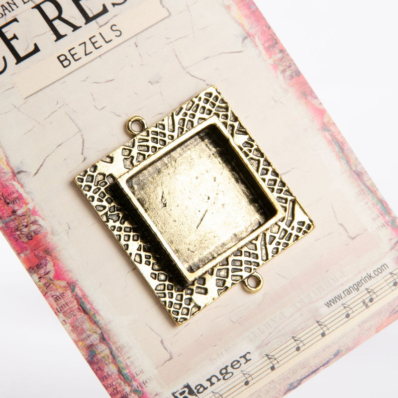 Antique White Ice Resin Milan Bezels Closed Back Square Medium Antique Bronze Resin Jewelry Making