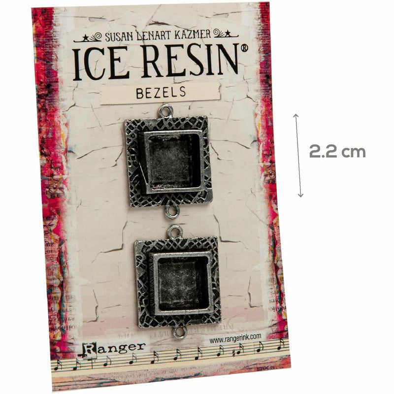 Gray Ice Resin Milan Bezels Closed Back Square Small - Antique Silver Resin Jewelry Making