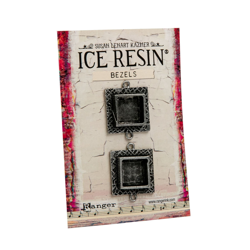 Gray Ice Resin Milan Bezels Closed Back Square Small - Antique Silver Resin Jewelry Making