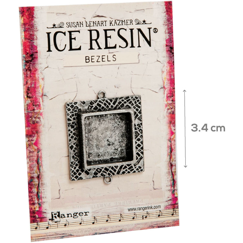 Light Gray Ice Resin Milan Bezels Closed Back Square Medium - Antique Silver Resin Jewelry Making