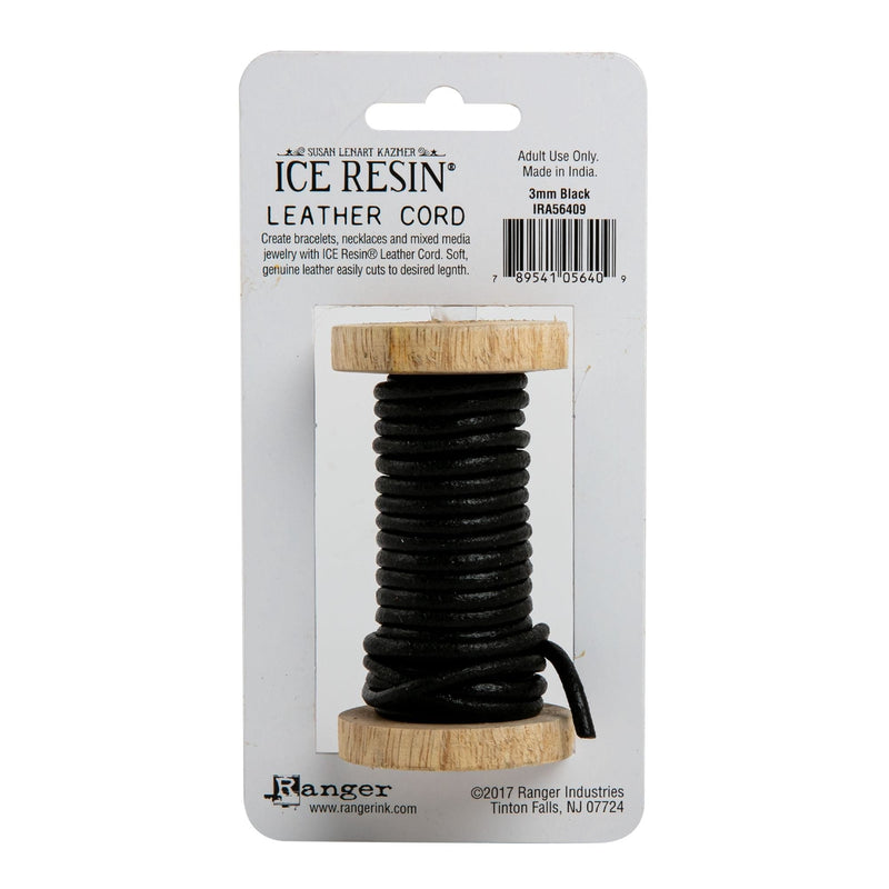 Black Ice Resin Leather Cording Soft 3mm - Black 2.7 metres Resin Jewelry Making