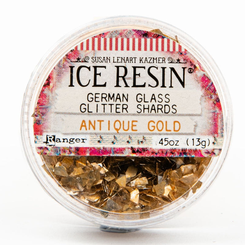 Antique White Ice Resin Glass Glitter Shards - Antique Gold  - 13 grams Resin Mix Ins