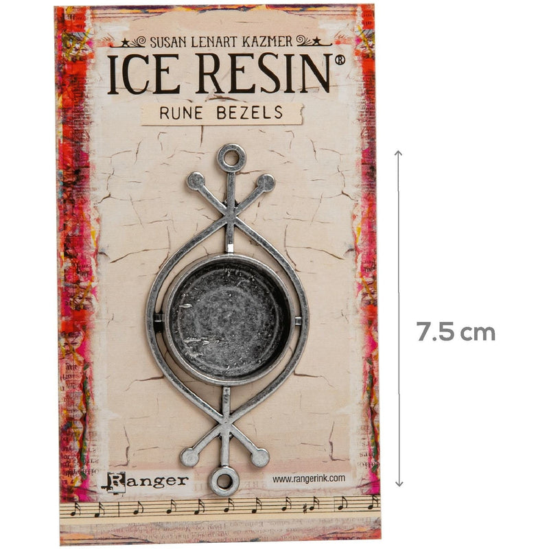 Gray Ice Resin Rune Bezel Round - Antique Silver Resin Jewelry Making