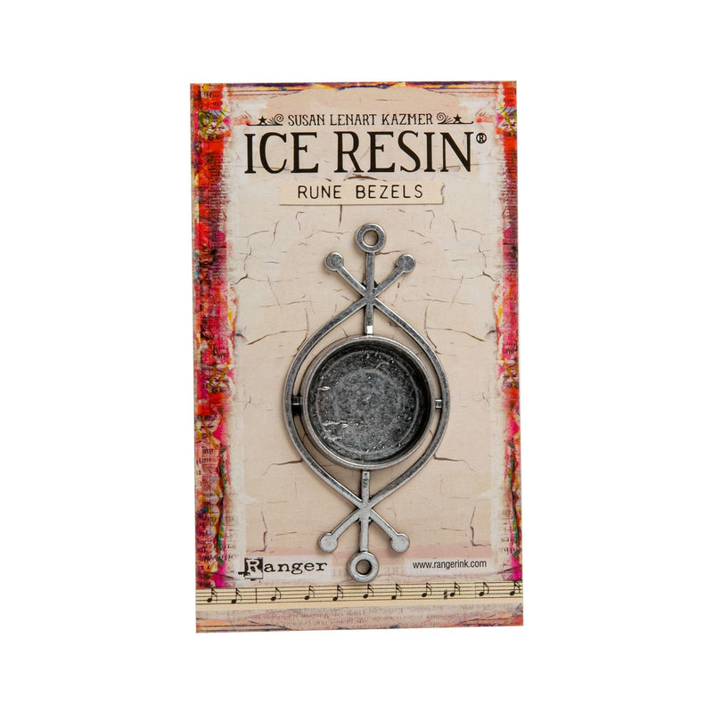 Gray Ice Resin Rune Bezel Round - Antique Silver Resin Jewelry Making