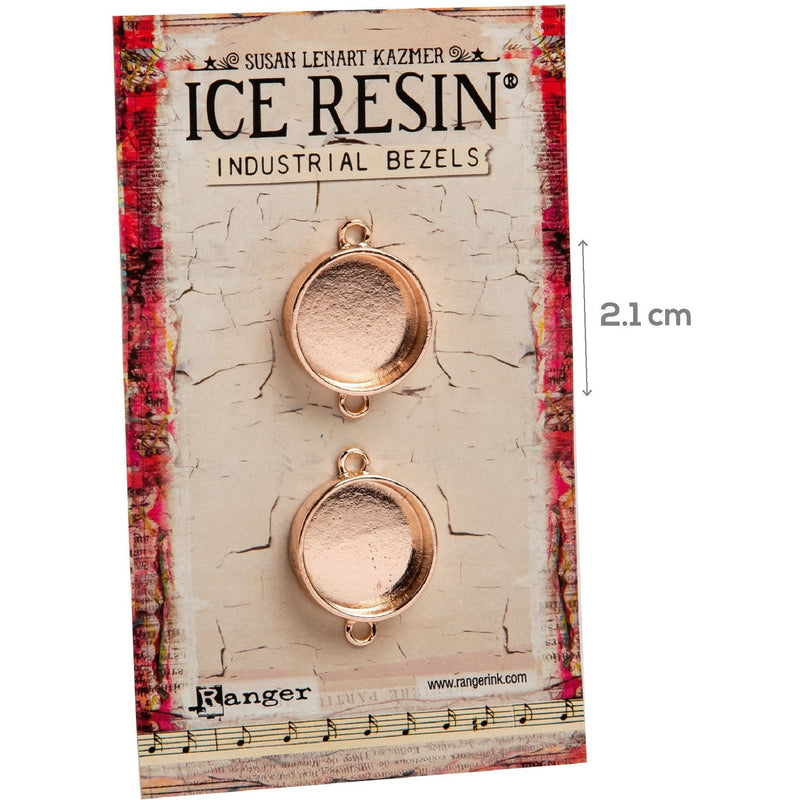 Gray Ice Resin Industrial Bezel Collection - Rose Gold Circles - Small 2 pieces Resin Jewelry Making