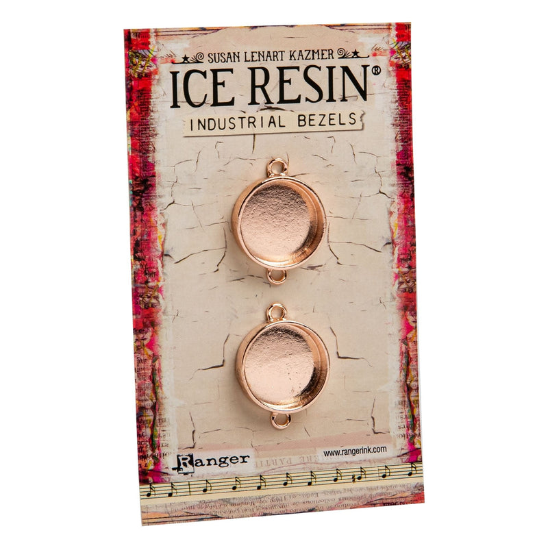 Gray Ice Resin Industrial Bezel Collection - Rose Gold Circles - Small 2 pieces Resin Jewelry Making