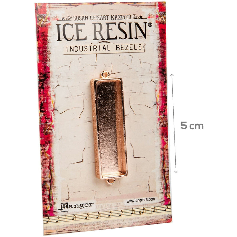 Gray Ice Resin Industrial Bezel Collection   Rose Gold Rectangle-Medium Resin Jewelry Making