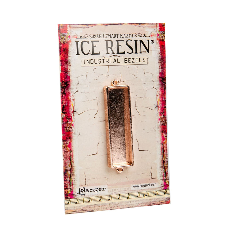 Gray Ice Resin Industrial Bezel Collection   Rose Gold Rectangle-Medium Resin Jewelry Making