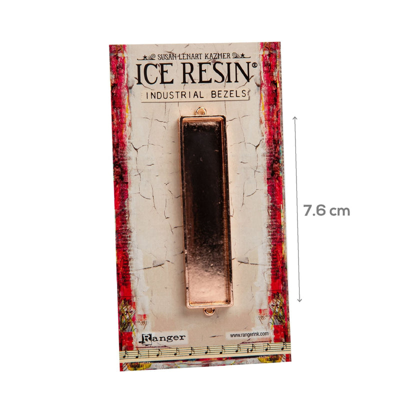 Gray Ice Resin Industrial Bezel Collection - Rose Gold Rectangle-Large Resin Jewelry Making