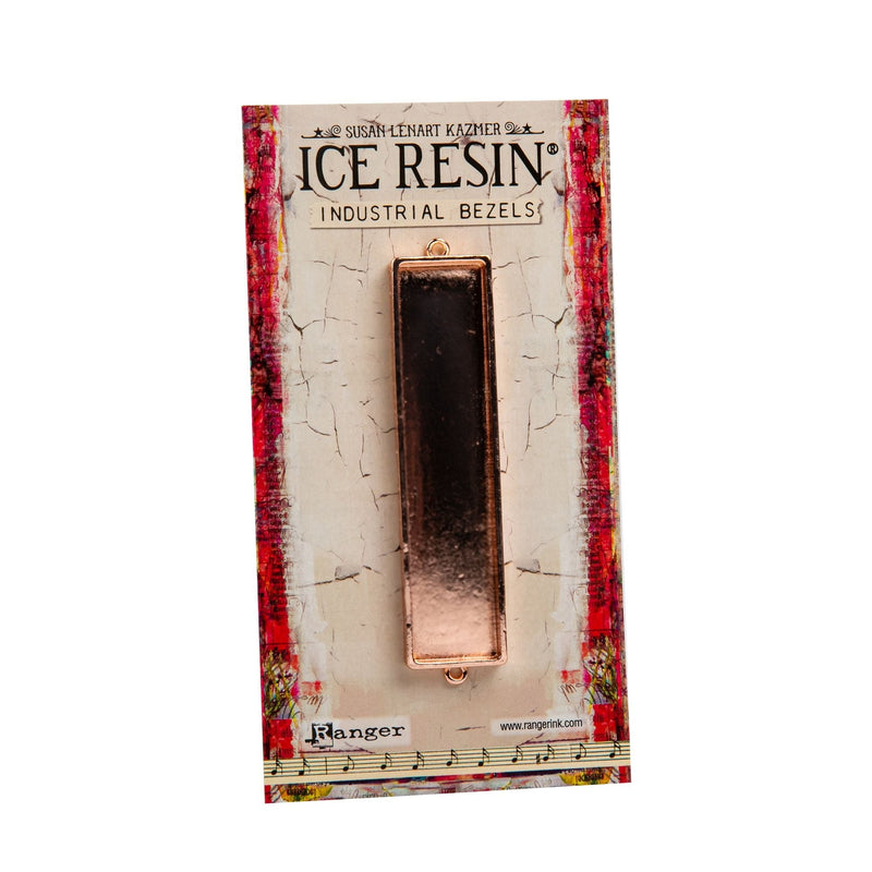 Gray Ice Resin Industrial Bezel Collection - Rose Gold Rectangle-Large Resin Jewelry Making