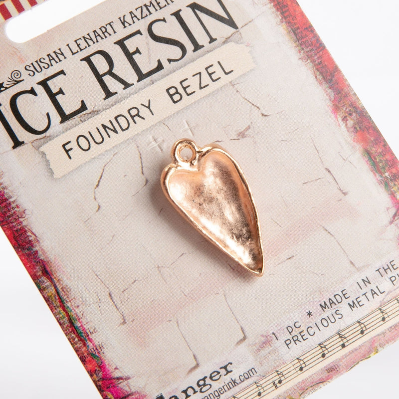 Light Gray Ice Resin Foundry Bezel Collection Rose Gold Hammered Heart Resin Jewelry Making