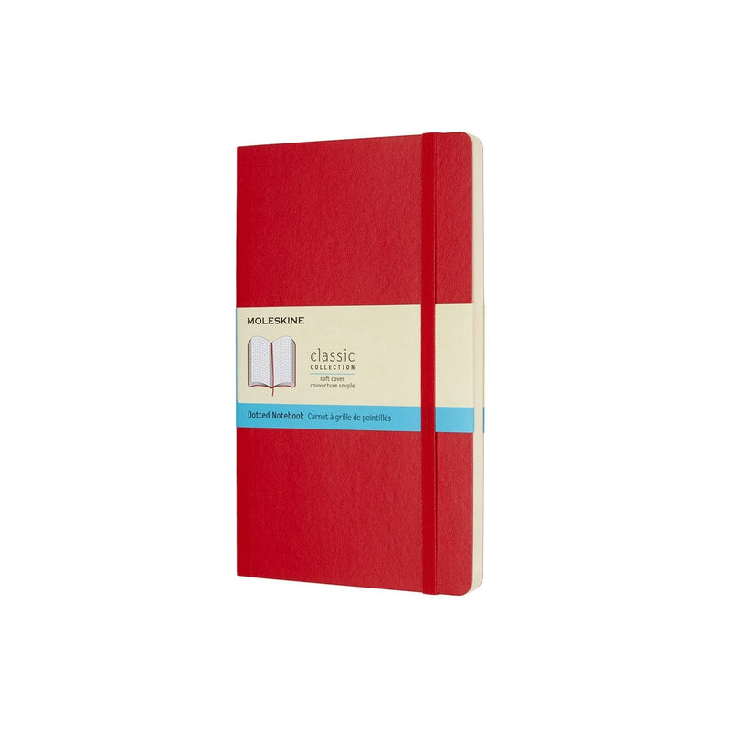 Firebrick Moleskine Classic  Soft Cover  Note Book -   Dot Grid -   Large   - Scarlet Red Pads