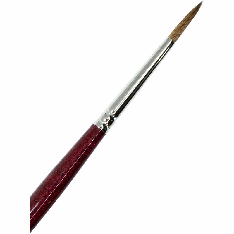 Saddle Brown Borciani Series 105 Kolinsky Sable Round Nickel Plated Brass Ferrule Short Handle Professional Artist Paint Brush Size 4 Paint Brushes