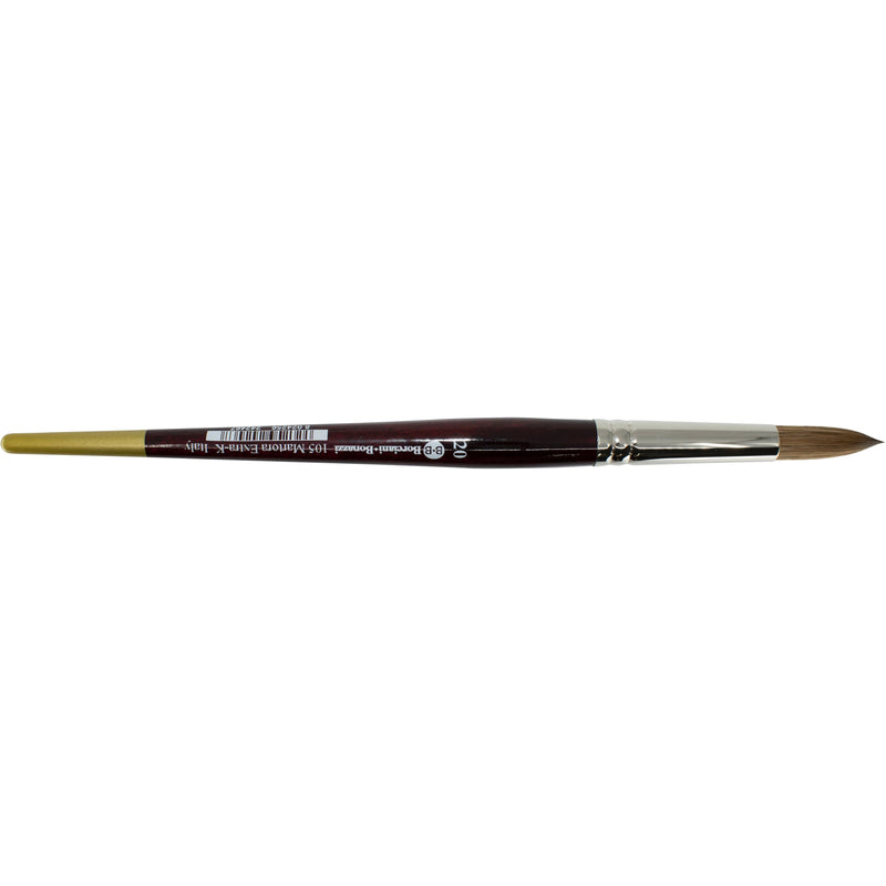 Black Borciani Series 105 Kolinsky Sable Round Nickel Plated Brass Ferrule Short Handle Professional Artist Paint Brush Size 20 Paint Brushes