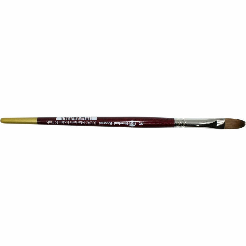 Black Borciani Series 102/c Kolinsky Sable Cats Tongue  Nickel Plated Brass Ferrule Short Handle Professional Artist Paint Brush Size  8 Paint Brushes