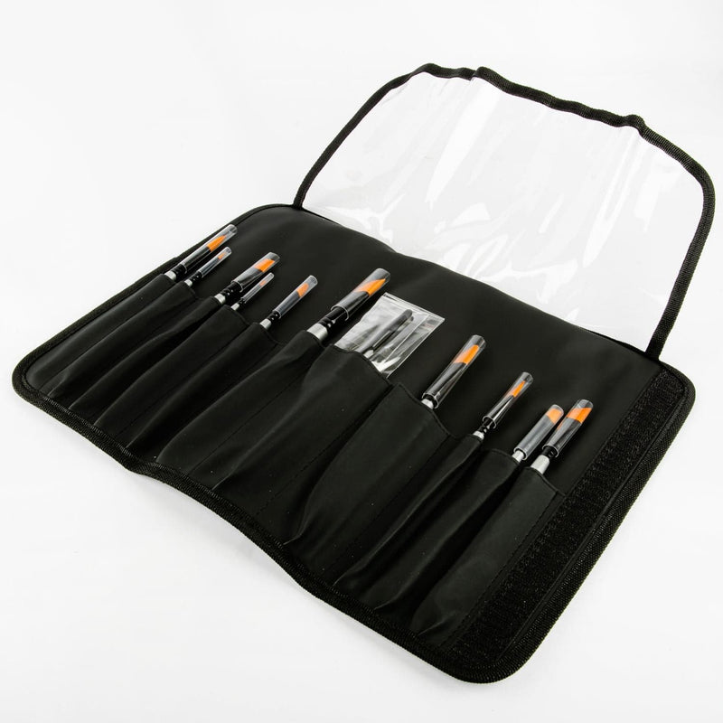 Black Borciani 12 ANTI-ROLLING HEXAGONAL BRUSHES SET, GOLD SYNTHETIC,ANODIZED ALUMINIUM FERRULE, SHORT SHAPED HANDLE Paint Brushes