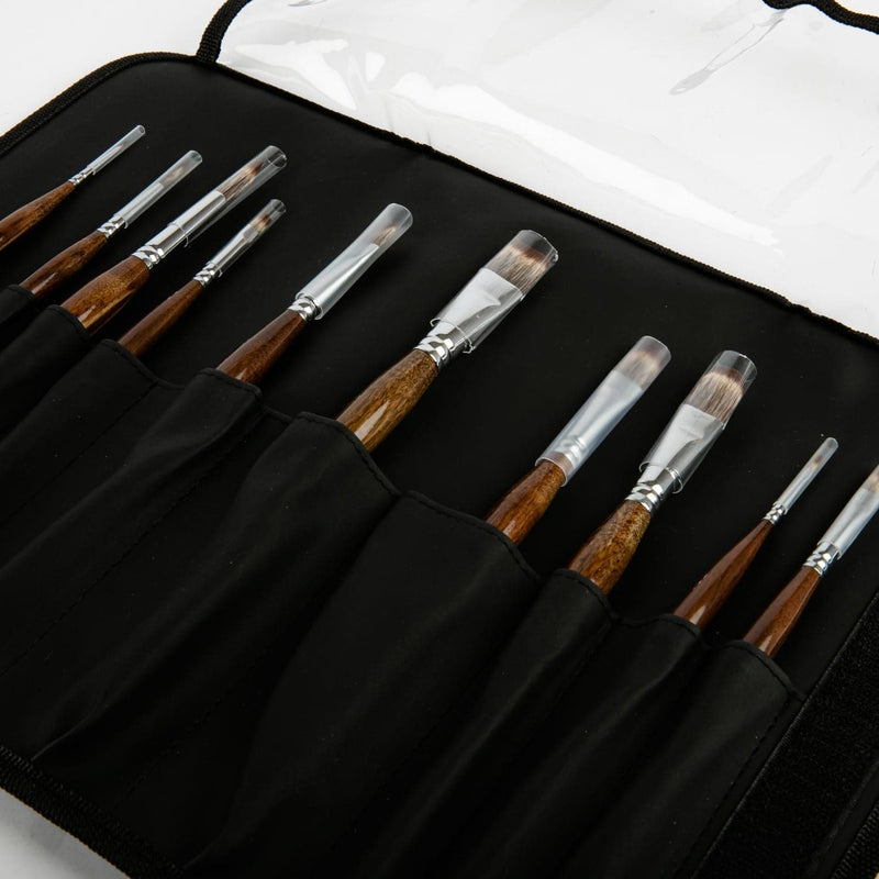 Black Borciani Bonazzi Professional Artist Brush 10 Anti Rolling Brushes Set Paint Brushes