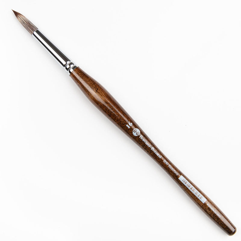 Saddle Brown Borciani Bonazzi Professional Artist Brush UNICO Series 800 SIZE 16 Mongoose Synthetic Short Handle Round Made in Italy Paint Brushes