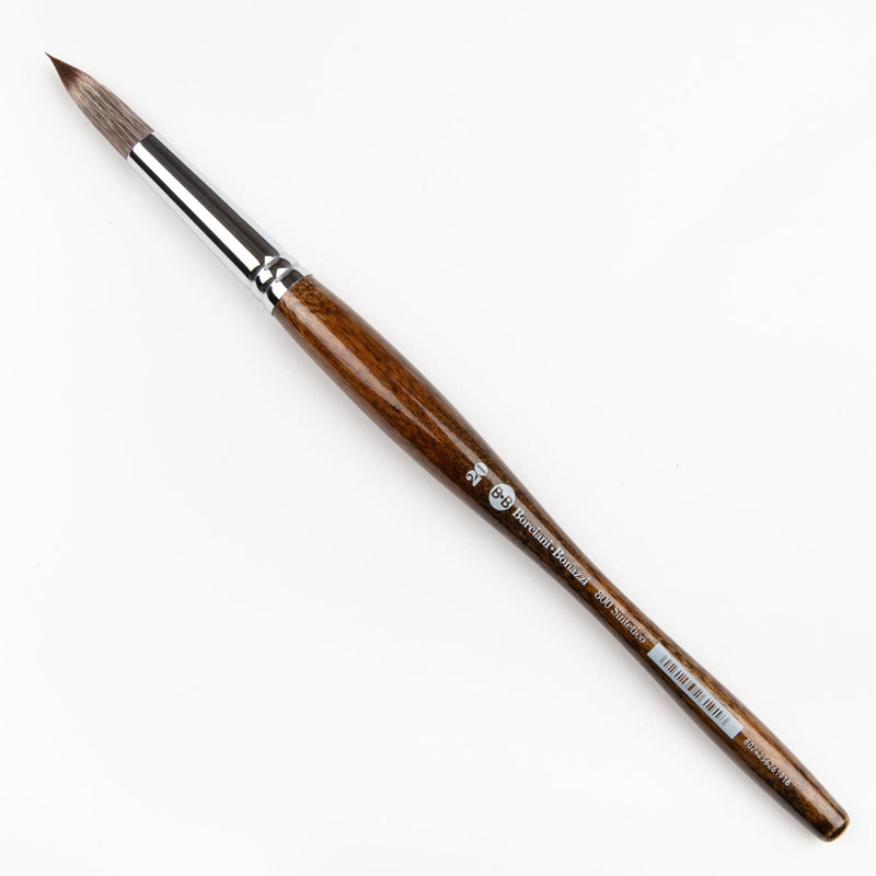 Saddle Brown Borciani Bonazzi Professional Artist Brush UNICO Series 800 SIZE 20 Mongoose Synthetic Short Handle Round Made in Italy Paint Brushes