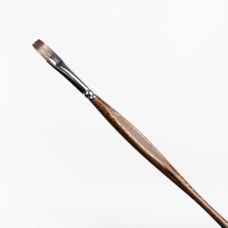 Rosy Brown Borciani Bonazzi Professional Artist Brush UNICO Series 801 SIZE 8 Mongoose Synthetic Short Handle Flat Made in Italy Paint Brushes