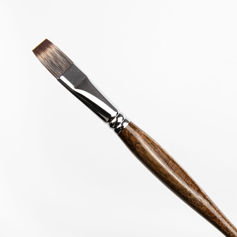 Black Borciani Bonazzi Professional Artist Brush UNICO Series 801 SIZE 18 Mongoose Synthetic Short Handle Flat Made in Italy Paint Brushes