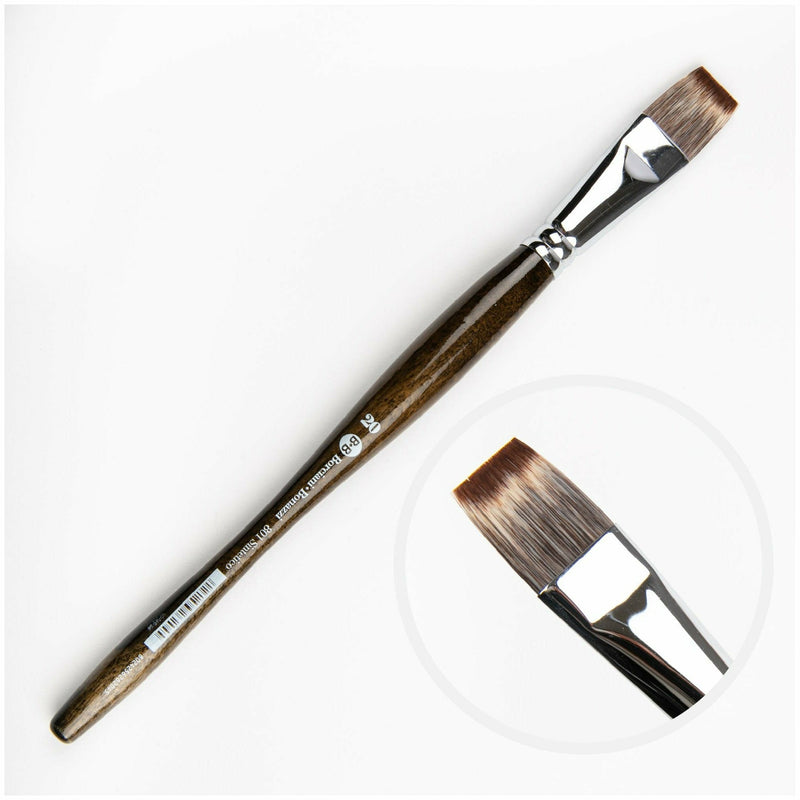 White Smoke Borciani Bonazzi Professional Artist Brush UNICO Series 801 SIZE 20 Mongoose Synthetic Short Handle Flat Made in Italy Paint Brushes