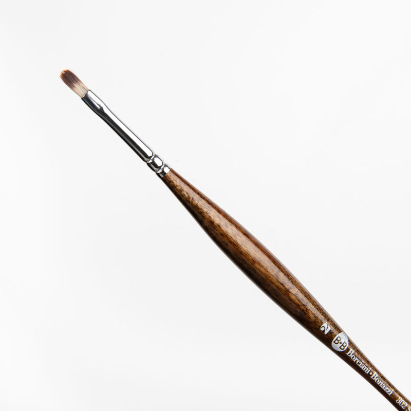 Rosy Brown Borciani Bonazzi Professional Artist Brush UNICO Series 802 SIZE 2 Mongoose Synthetic Short Handle Cat's Tongue Made in Italy Paint Brushes