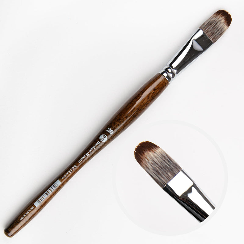 White Smoke Borciani Bonazzi Professional Artist Brush UNICO Series 802 SIZE 20 Mongoose Synthetic Short Handle Cat's Tongue Made in Italy Paint Brushes