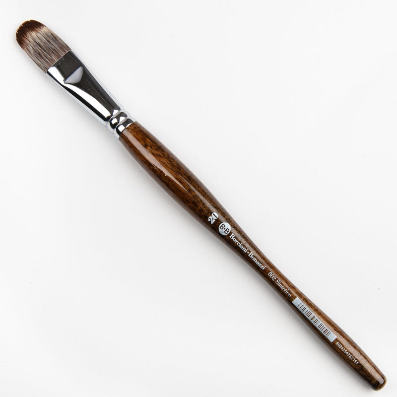 Saddle Brown Borciani Bonazzi Professional Artist Brush UNICO Series 802 SIZE 20 Mongoose Synthetic Short Handle Cat's Tongue Made in Italy Paint Brushes