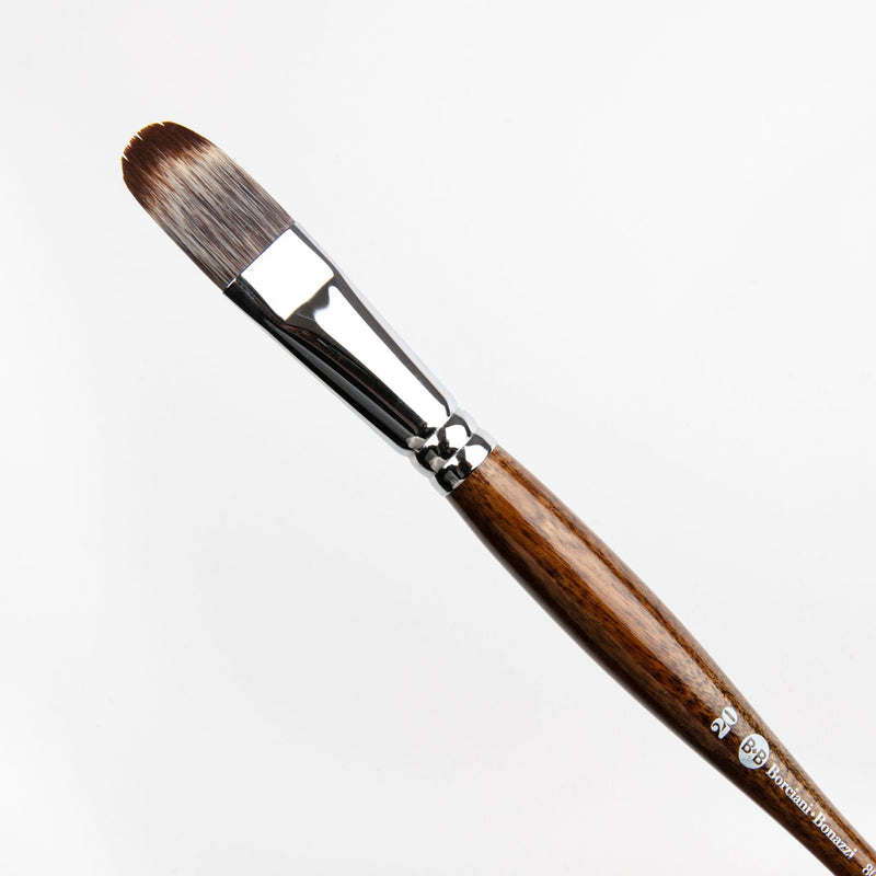 Saddle Brown Borciani Bonazzi Professional Artist Brush UNICO Series 802 SIZE 20 Mongoose Synthetic Short Handle Cat's Tongue Made in Italy Paint Brushes