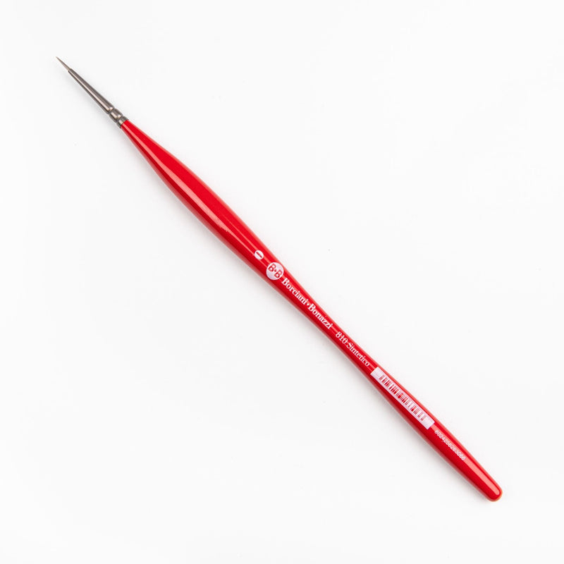 Red Borciani Bonazzi Professional Artist Brush UNICO Series 810 SIZE 0 Silver Synthetic Short Handle Round Made in Italy Paint Brushes