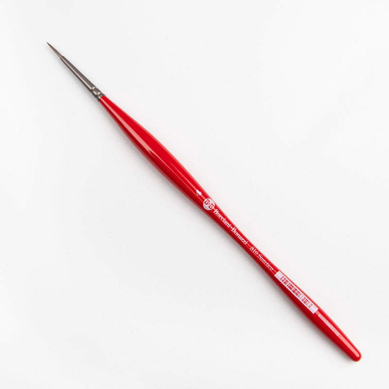 Red Borciani Bonazzi Professional Artist Brush UNICO Series 810 SIZE 4 Silver Synthetic Short Handle Round Made in Italy Paint Brushes