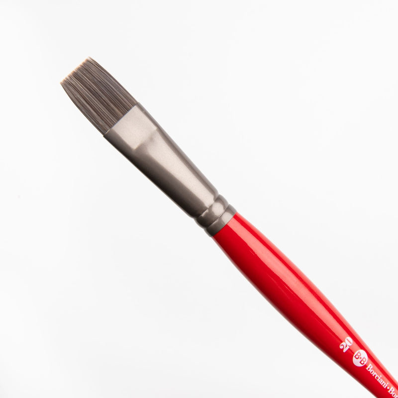 Firebrick Borciani Bonazzi Professional Artist Brush UNICO Series 811 SIZE 20 Silver Synthetic Short Handle Flat Made in Italy Paint Brushes