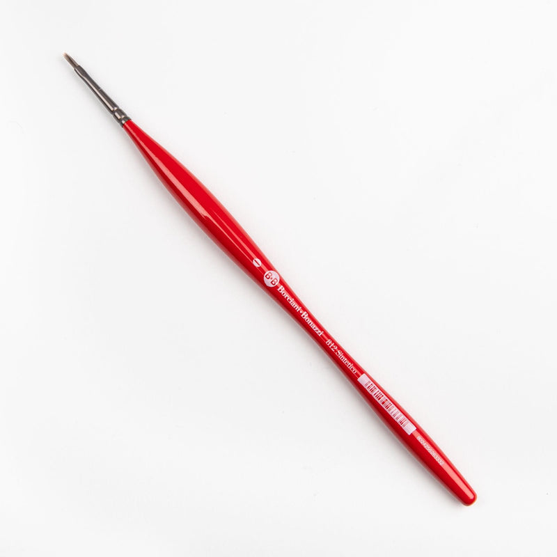 Red Borciani Bonazzi Professional Artist Brush UNICO Series 812 SIZE 0 Silver Synthetic Short Handle Cat's Tongue Made in Italy Paint Brushes