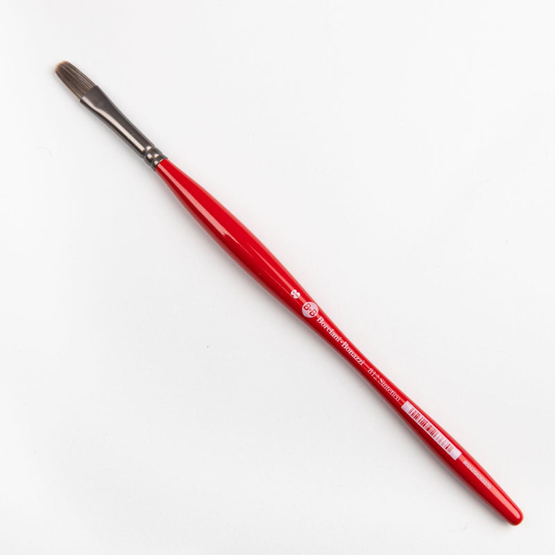 Red Borciani Bonazzi Professional Artist Brush UNICO Series 812 SIZE 8 Silver Synthetic Short Handle Cat's Tongue Made in Italy Paint Brushes