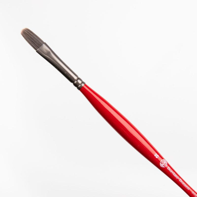 Red Borciani Bonazzi Professional Artist Brush UNICO Series 812 SIZE 8 Silver Synthetic Short Handle Cat's Tongue Made in Italy Paint Brushes