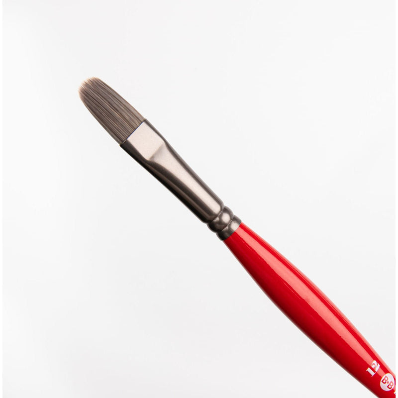 Misty Rose Borciani Bonazzi Professional Artist Brush UNICO Series 812 SIZE 12 Silver Synthetic Short Handle Cat's Tongue Made in Italy Paint Brushes