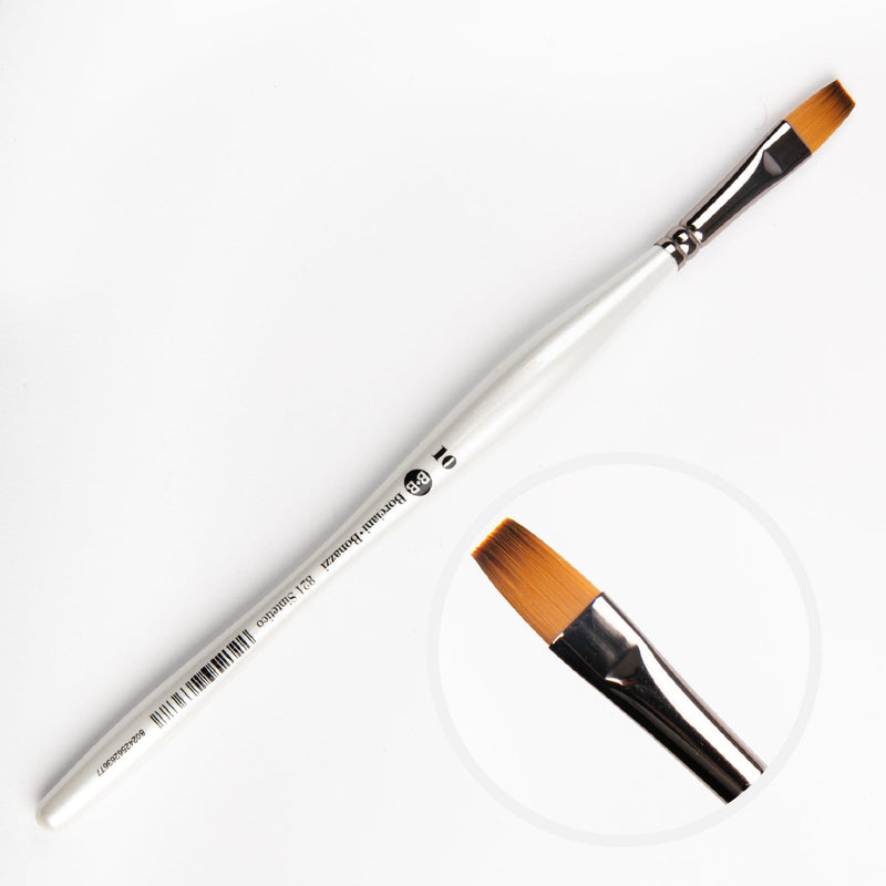 White Smoke Borciani Bonazzi Professional Artist Brush UNICO Series 821 SIZE 10 Flamed Synthetic Short Handle Flat Made in Italy Paint Brushes