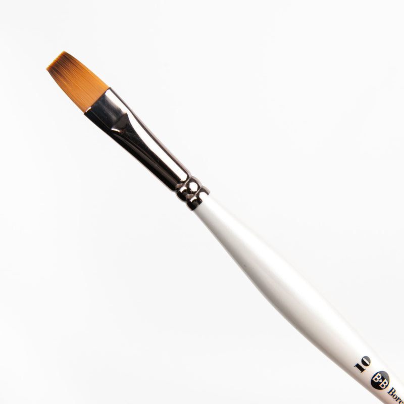 Black Borciani Bonazzi Professional Artist Brush UNICO Series 821 SIZE 10 Flamed Synthetic Short Handle Flat Made in Italy Paint Brushes