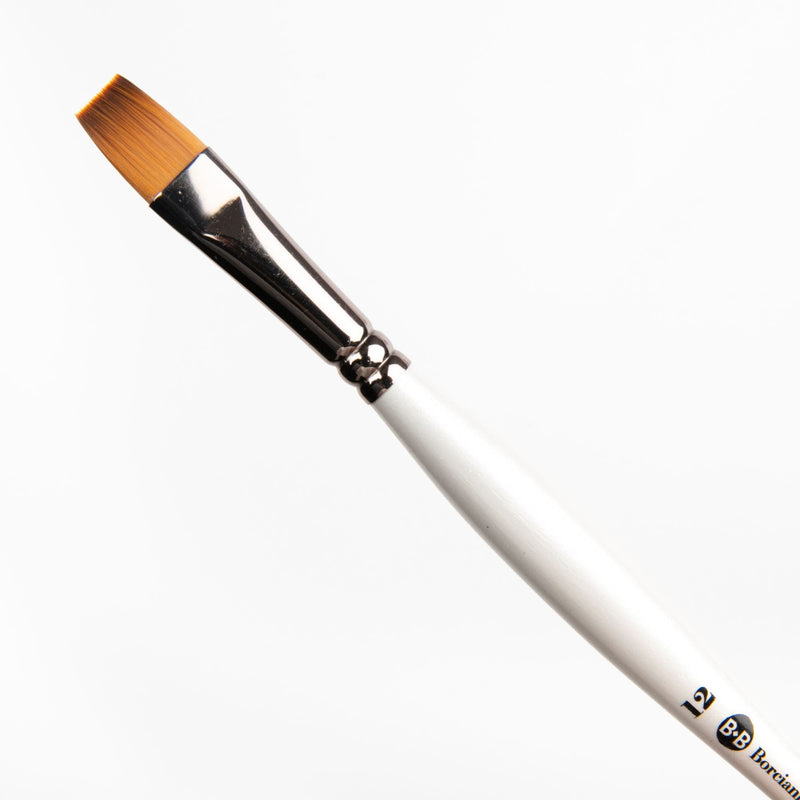 White Smoke Borciani Bonazzi Professional Artist Brush UNICO Series 821 SIZE 12 Flamed Synthetic Short Handle Flat Made in Italy Paint Brushes