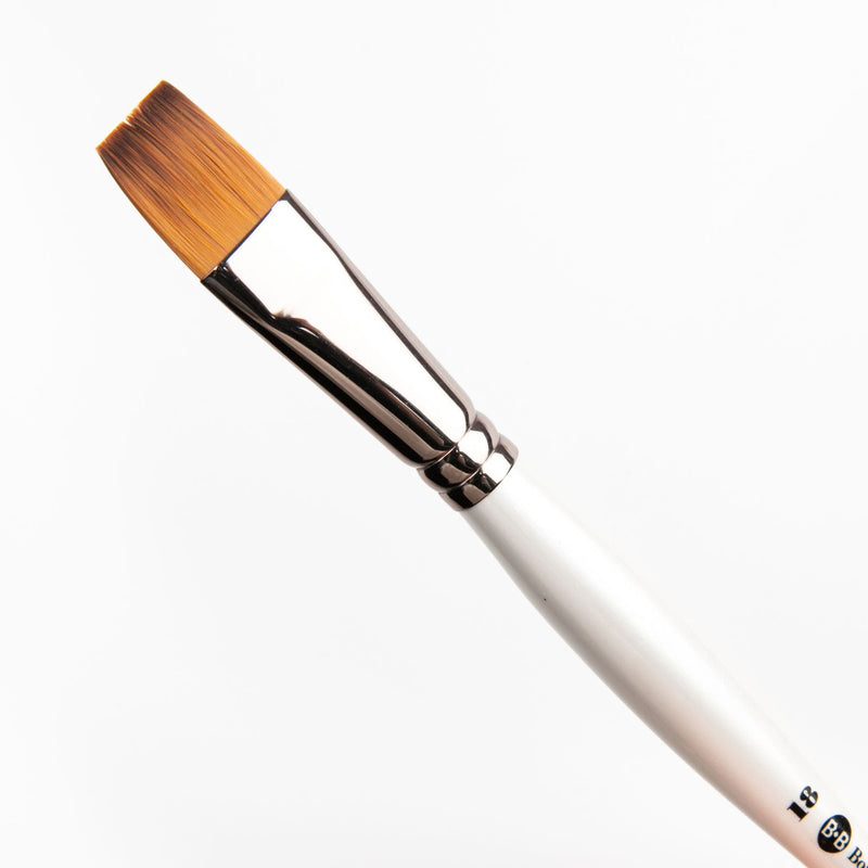 Black Borciani Bonazzi Professional Artist Brush UNICO Series 821 SIZE 18 Flamed Synthetic Short Handle Flat Made in Italy Paint Brushes