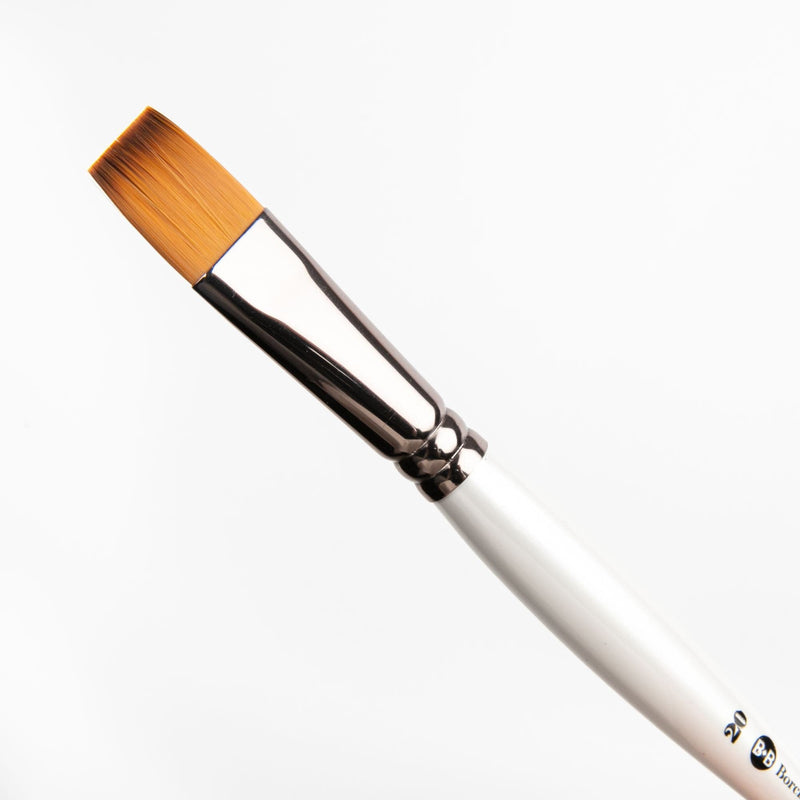 Black Borciani Bonazzi Professional Artist Brush UNICO Series 821 SIZE 20 Flamed Synthetic Short Handle Flat Made in Italy Paint Brushes